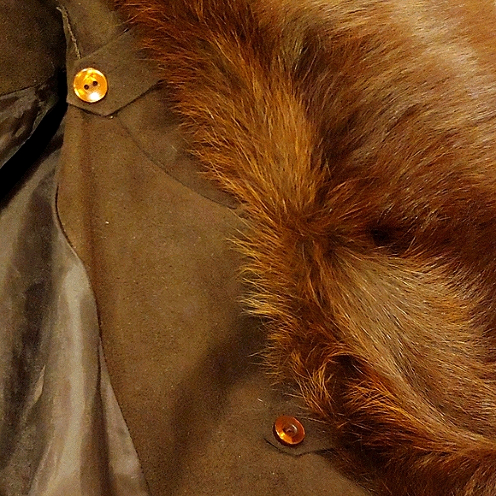 Vintage Schnell Ultra Suede Coat W/ Fox Fur Collar - Picture 5 of 7